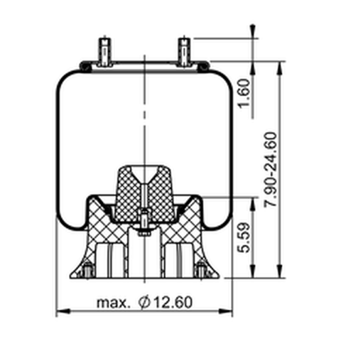 Automann Continental air spring rolling lobe 566.CT65520 with metal fittings and rubber bellows for vehicle suspension.