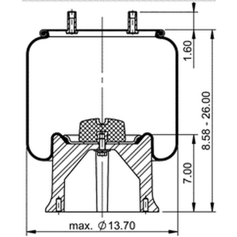 Automann Continental Air Spring Rolling Lobe 566.CT66084 with rubber bellows and metal end caps for vehicle suspension.