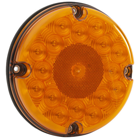 Automann 7-inch amber LED light, 571.LD91A17-F/P/T, showing the bright amber lens and sturdy mounting bracket.
