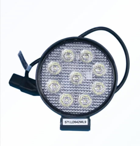 Automann 571.LD942WL9 LED work lamp with 4-inch round flood light and 1755 lumens output for industrial lighting.