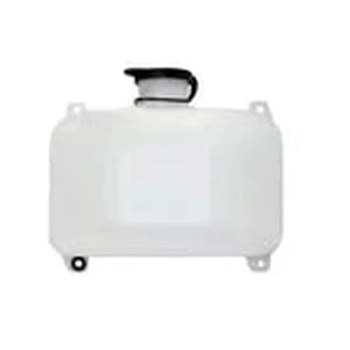Automann 575.1101 washer fluid reservoir for Terex equipment, with a plastic tank and mounting brackets, in a construction setting.