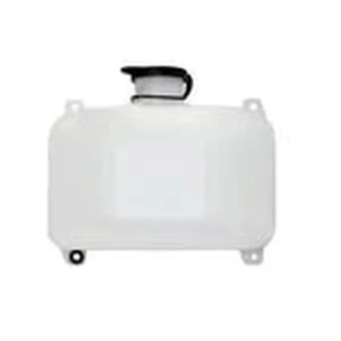 Automann 575.1101 washer fluid reservoir for Terex equipment, with a plastic tank and mounting brackets, in a construction setting.
