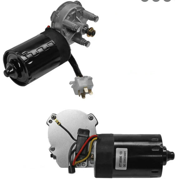 Automann 577.55995 wiper motor for IHC vehicles, showing the compact motor with mounting bracket and electrical connections.