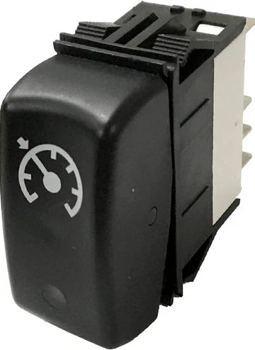 Automann 577.59636 rocker switch for Kenworth trucks, black plastic switch with metal terminals for vehicle control.