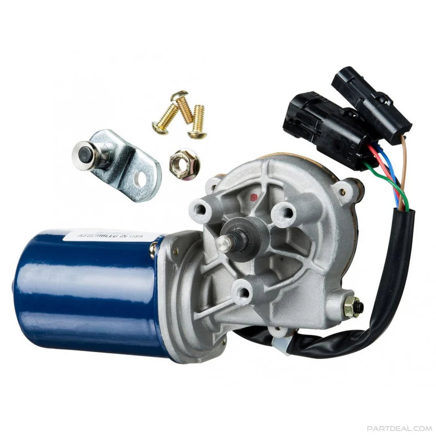 Automann 577.94904 Wiper Motor for Western Star trucks, showing the cylindrical motor with mounting brackets and electrical connections.