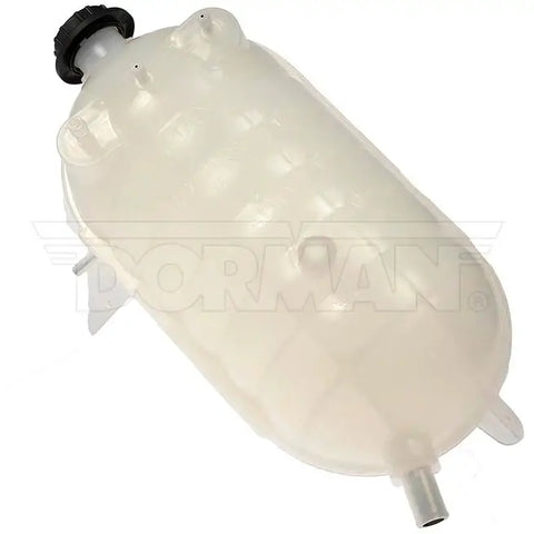 Dayton 603-5140 IHC coolant reservoir showing plastic tank with mounting connections and fill cap for vehicle cooling system.