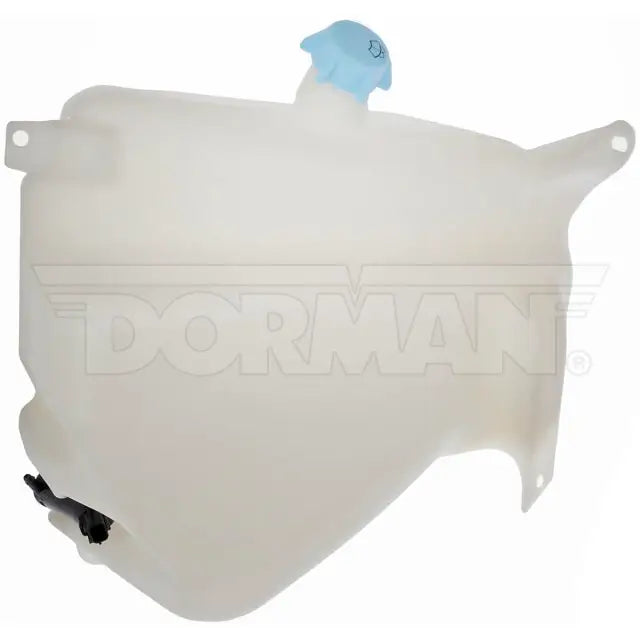 Dayton washer fluid reservoir for Freightliner trucks, durable plastic container with fill cap and mounting points, vehicle maintenance part