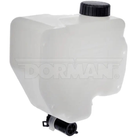 Dayton washer fluid reservoir for Peterbilt trucks, showing a clear plastic reservoir with mounting brackets and fill cap.