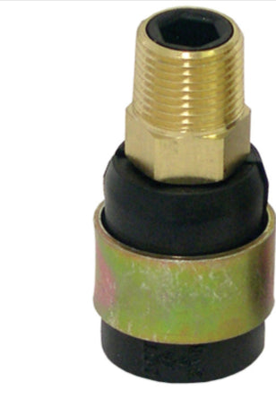 Automann air brake hose fitting with 3/8 inch repair fitting for truck or trailer brake systems.