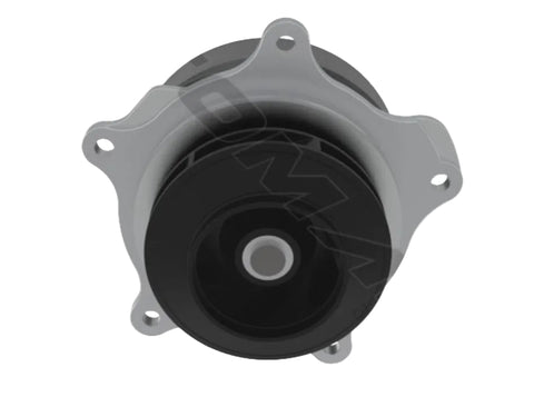 Automann water pump for Paccar MX13 engine, showing the metal pump with mounting flange and pulley for vehicle cooling system.