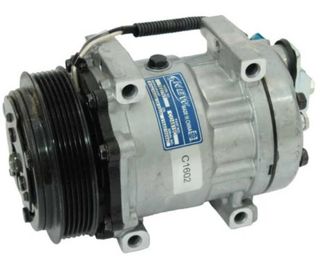 Automann 830.31017 air conditioning compressor 7H15 type, industrial air compressor with metal components and fittings.
