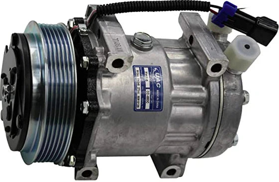 Automann 830.31038 air conditioning compressor 7H15 type showing metallic body and mounting points.