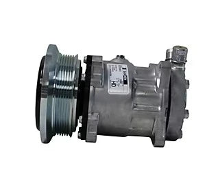 Automann 830.31085 air conditioning compressor 7H15 type, industrial air compressor with metal components and hoses visible.
