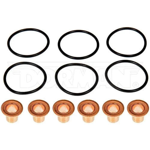 Set of six copper fuel injector seals for Cummins X15 engines by Automann, durable copper seals for reliable engine performance.