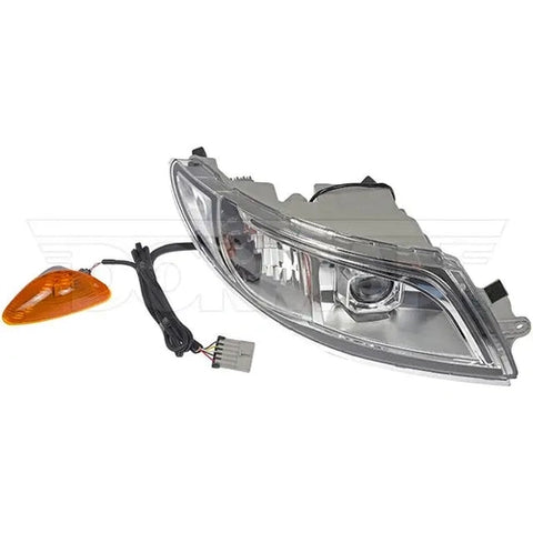 Dayton heavy-duty LED headlight for the right side, bright and durable automotive lighting for improved visibility.