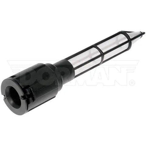 Dayton DEF tank filler neck filter installed on vehicle, showing the durable plastic filter for diesel exhaust fluid systems.
