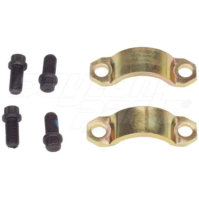 Automann 907028X U-Joint Strap Kit for drivetrain, showing metal straps and fasteners used for secure U-joint installation.