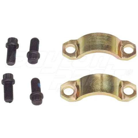 Automann 907028X U-Joint Strap Kit for drivetrain, showing metal straps and fasteners used for secure U-joint installation.