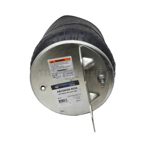 Automann AB1DK23I-9335 air spring rolling lobe for vehicle suspension, shown in a close-up image with metal and rubber components.