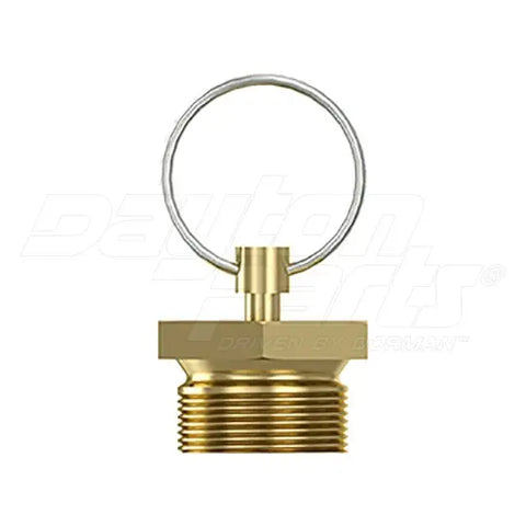 Dayton Air Brake Reservoir Drain Valve, manual air system drain valve for brake reservoirs, shown in black with connector fittings