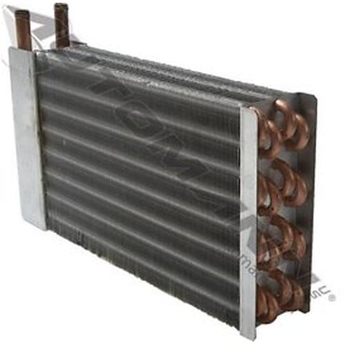 Automann EVR938061 heater core showing metal radiator fins and inlet/outlet pipes for vehicle heating systems.