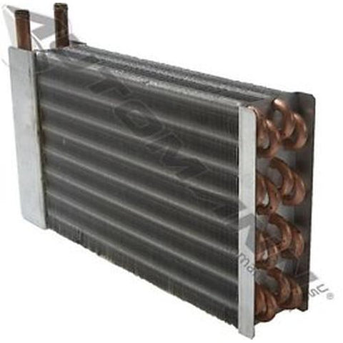 Automann EVR938061 heater core showing metal radiator fins and inlet/outlet pipes for vehicle heating systems.