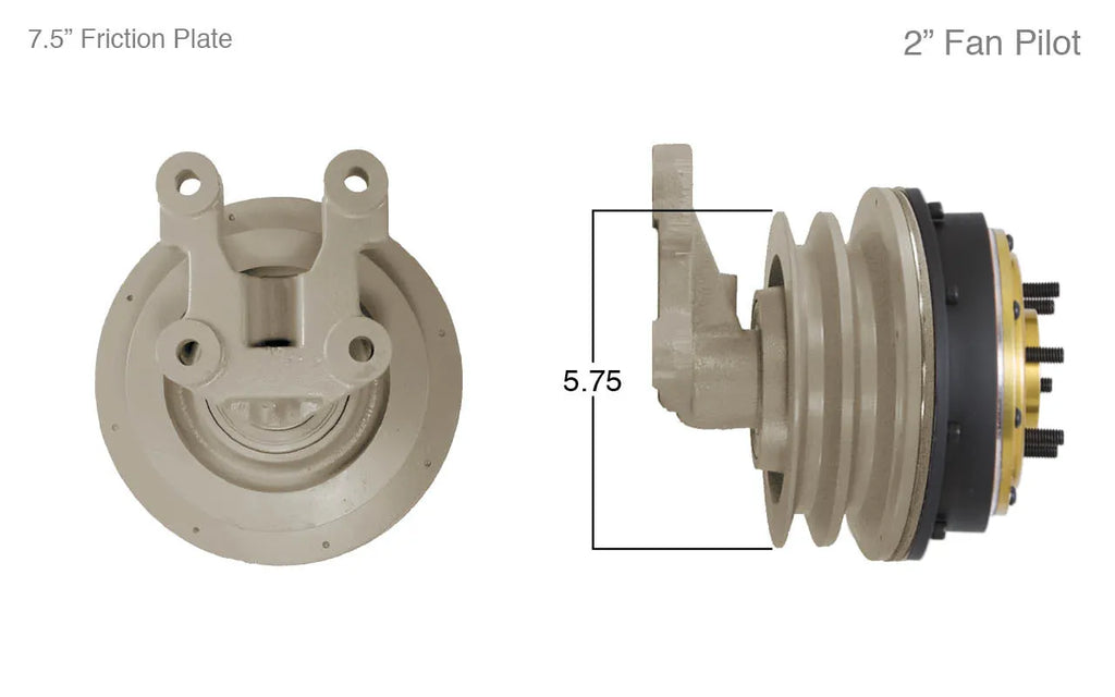 Remanufactured Kit Masters fan clutch in gold top finish, designed for vehicle cooling systems, with core deposit included.