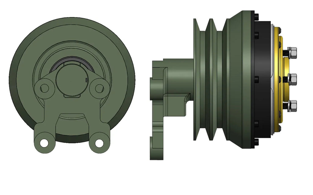 Remanufactured GoldTop Fan Clutch by Kit Masters, showing the durable metal construction and mounting flange.