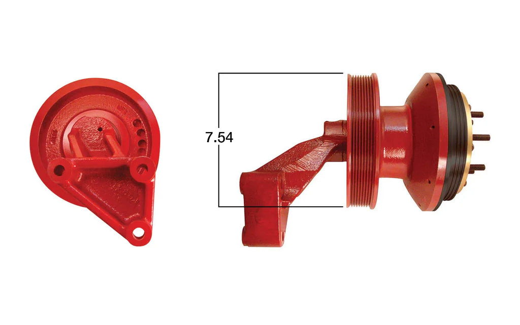 Remanufactured Kit Masters fan clutch in gold top design, suitable for vehicle cooling systems, with core deposit included.