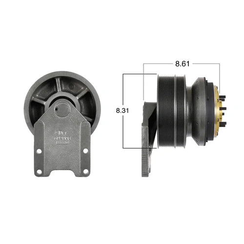 Kitmasters Caterpillar fan clutch 99577, a durable replacement part with core deposit, shown in a close-up image.