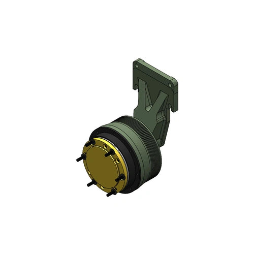 Cummins fan clutch by Kitmasters, angled view showing metal housing and mounting points for heavy-duty engine cooling.