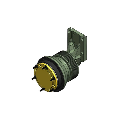Kitmasters PACCAR fan clutch 99617, angular view showing metal housing and mounting points for heavy-duty truck cooling system