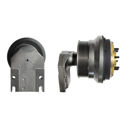 PACCAR fan clutch by Kitmasters, 99618 model, showing the metal housing and mounting components for heavy-duty truck cooling system.
