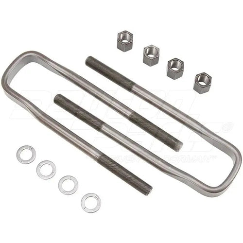 Dayton 361-393K-U-Bolt Kit with forge top semi-round design, showing metal U-bolts and hardware components for securing pipes or fittings.