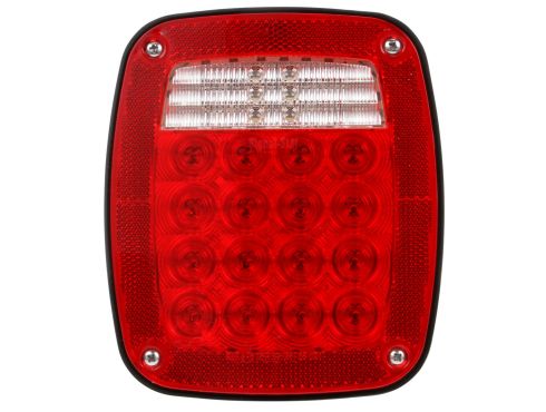 Automann 571.LD500R38-S/T/T LED box light with red side marker, suitable for vehicle lighting and signaling.