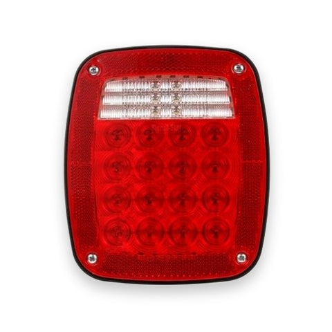Automann 571.LD500R38-S/T/T LED box light with red side marker, suitable for vehicle lighting and signaling.