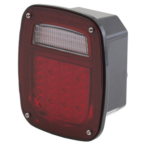 Automann 571.LD501R42-S/T/T LED box light with red side marker, compact lighting fixture for vehicle or equipment illumination.