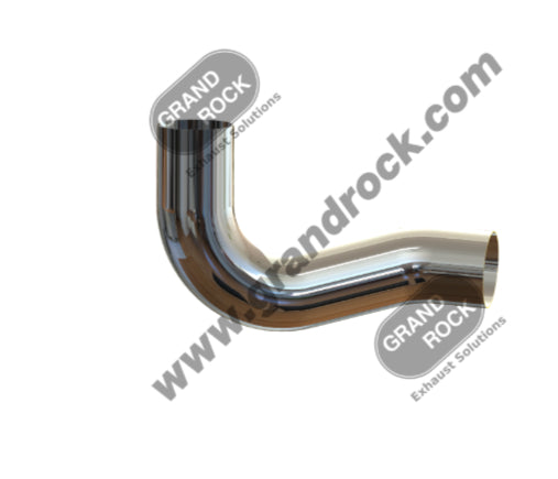 Chrome 5-inch 2-bend OD/OD pipe from Grand Rock, showing a polished metal pipe with smooth bends and mounting flanges.