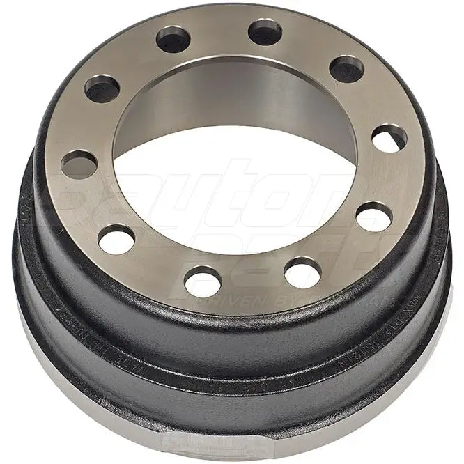 Dayton HD17M air brake drum showing a metal circular brake component with mounting holes, designed for heavy-duty vehicle braking systems.