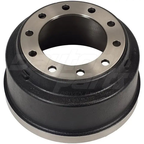 Dayton HD28M air brake drum with vented design, showcasing the metallic surface and mounting holes for vehicle braking systems.