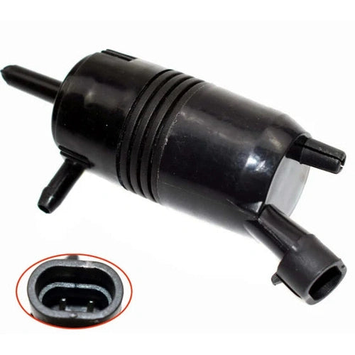 Automann HLK7045 washer fluid pump reservoir for Volvo vehicles, showing the compact pump component with hoses and connectors.