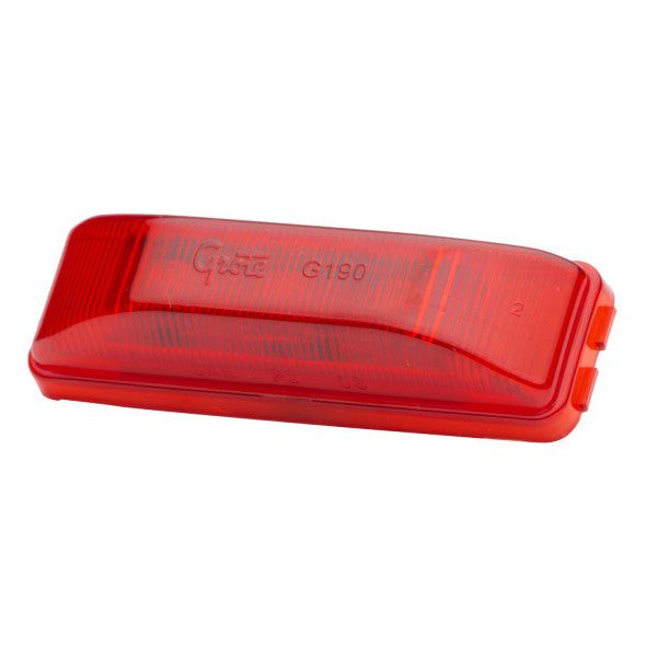 Automann 571.LD19R12 LED marker light in red, 1-inch by 4-inch, with a clear lens and durable lighting design.