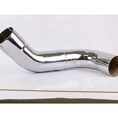 Chrome exhaust elbow RH for Kenworth trucks, Automann 562.U5914764RC, showing shiny curved metal fitting with mounting details.