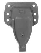 Automann Hendrickson front hanger, heavy-duty metal component for truck suspension, shown in black with mounting holes.