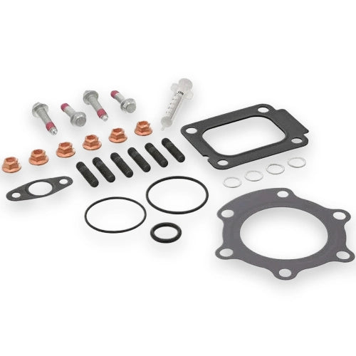 Automann Turbo Mounting Kit for Detroit DD15 engine, durable mounting components, metal brackets, and hardware for turbocharger installation.