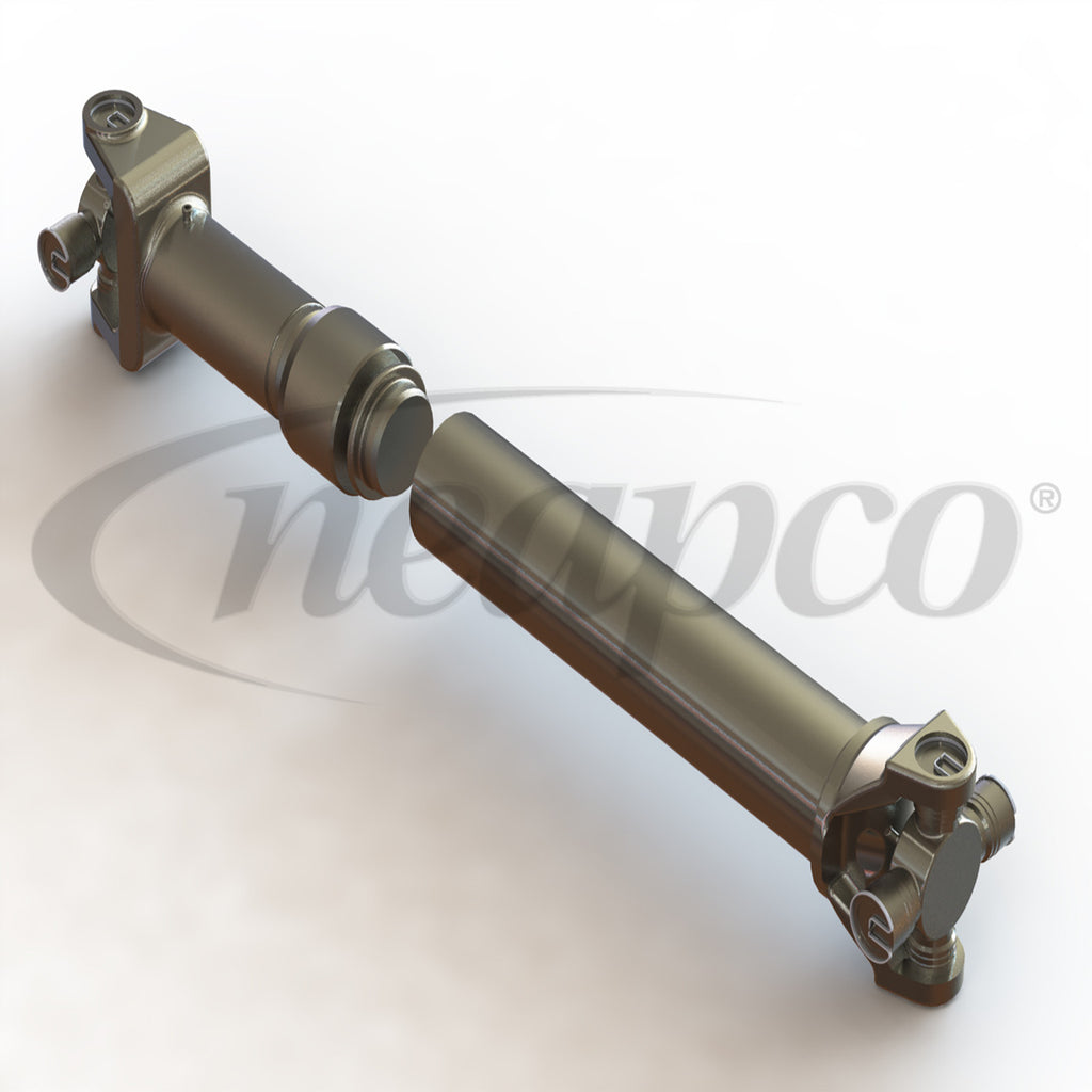Automann NEPN9553-SFG Power Take Off driveshaft assembly showing metallic shaft with universal joints and mounting flanges.