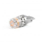 Automann 571.LD3157A18P-2 LED replacement bulbs, amber 3157, set of 2, with clear plastic casing and metal base.