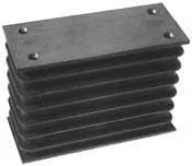 Automann RD001 insulator block from Ridewell RD202B suspension system, shown in black with mounting holes and detailed surface.