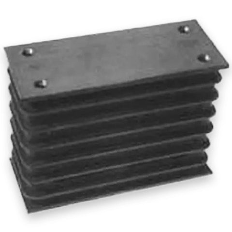 Automann RD001 insulator block from Ridewell RD202B suspension system, shown in black with mounting holes and detailed surface.