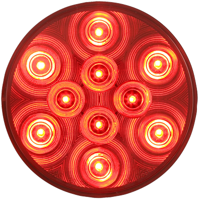 Automann 571.LD40R10-S/T/T LED 4-inch red lighting fixture with red lens and mounting hardware for vehicle or industrial use.